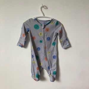 George Gray Footed One-Piece Pajamas with Multicolor Smiley Dots